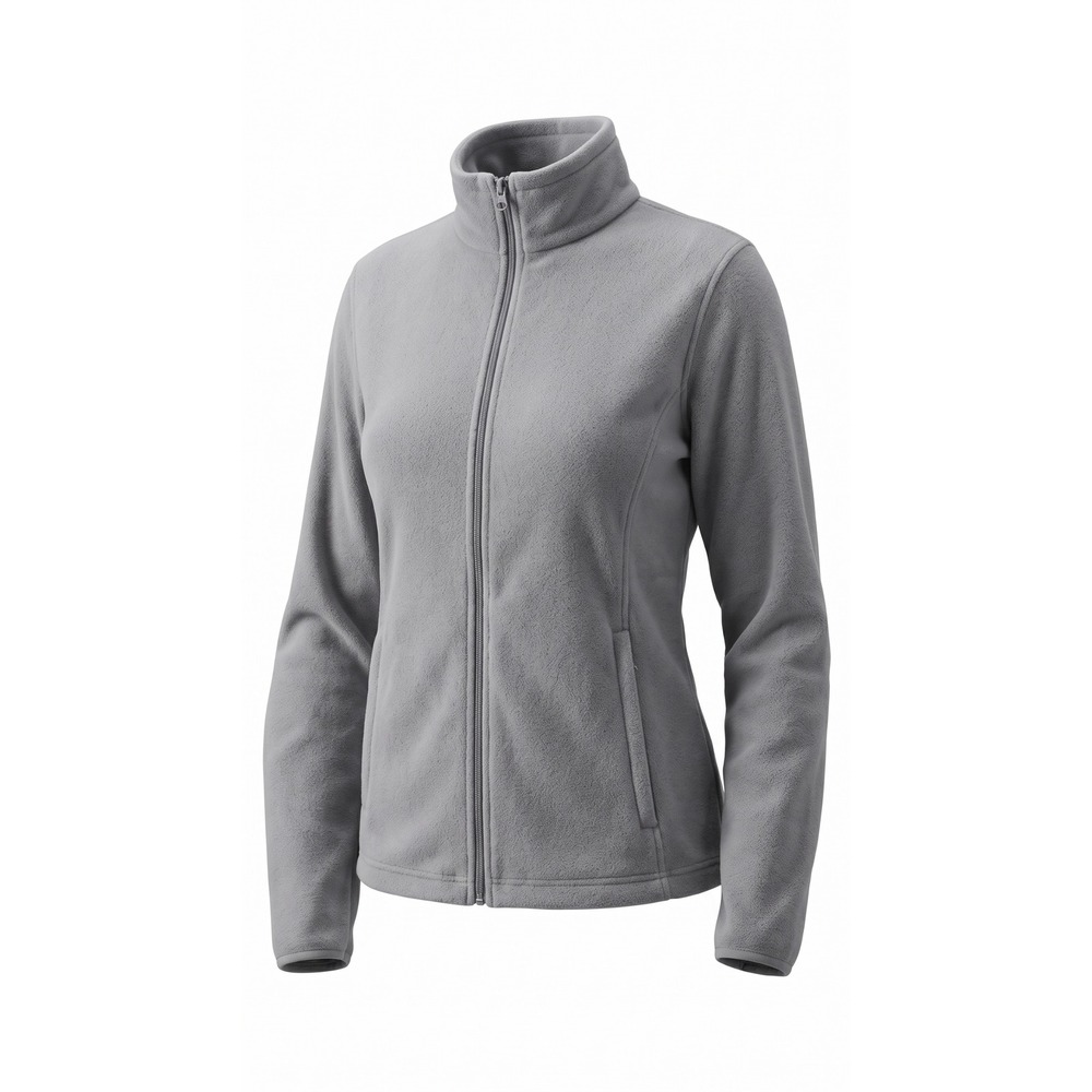 Blue Mountain Womens Fleece Jacket Gray Full Zip Mock Neck XL RN129746
